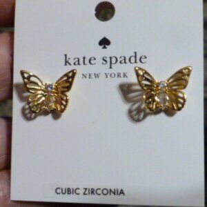 Kate Spade Social Butterfly CZ  gold stud earrings NEW